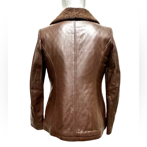 LEATHER NATURAL REFLECTIONS RICH Brown genuine Jacket Ladies size medium zipper - Picture 7 of 15